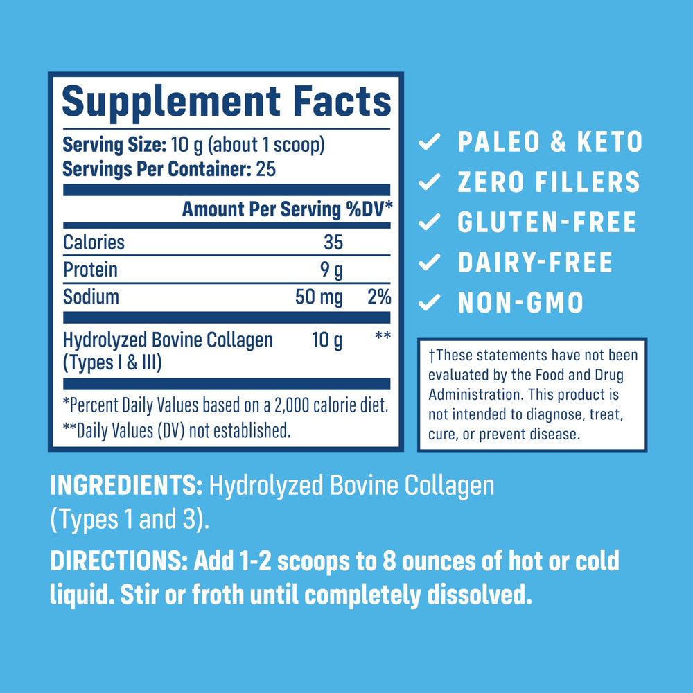Close up of collagen powder for skin hair and nails