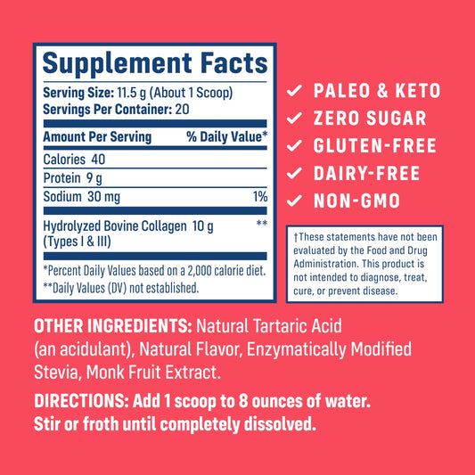 Scoop of NativePath Wild Berry Collagen Peptides in glass of water