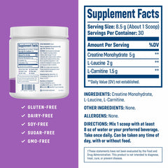 Close-up of NativePath Creatine Monohydrate Powder label