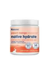 NativePath Native Hydrate Peach Mango electrolyte powder canister and packaging