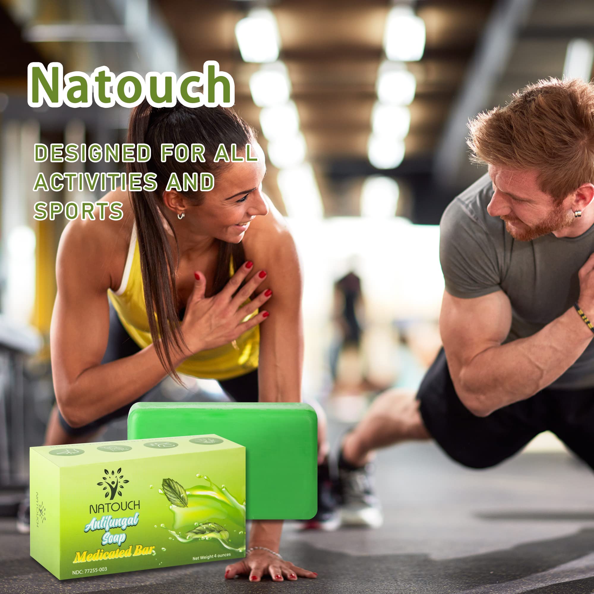 Natouch antifungal soap bar is suitable for daily face and body cleansing.