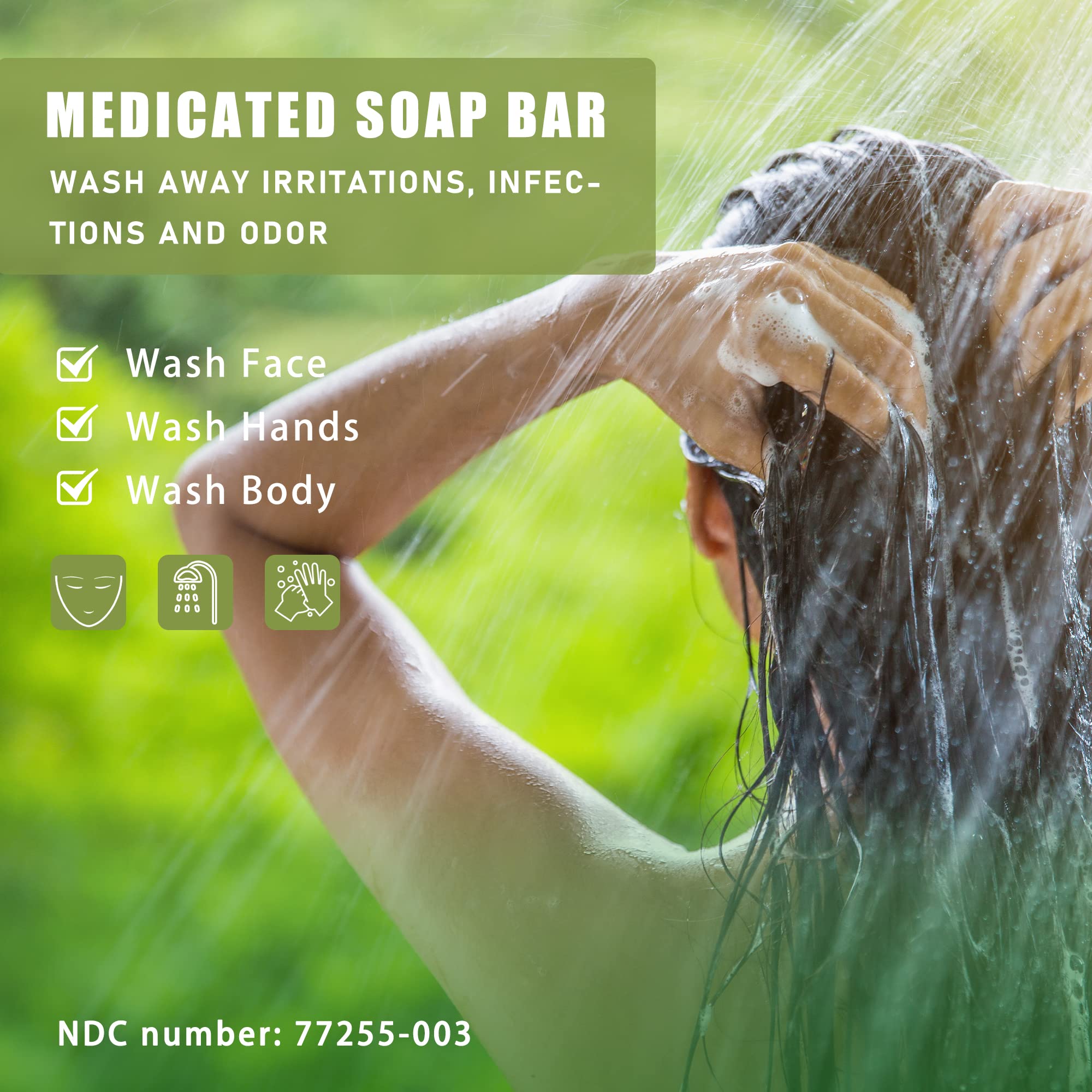 Natouch antifungal soap bar packaging features for gym bag and travel.