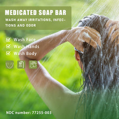 Natouch antifungal soap bar packaging features for gym bag and travel.