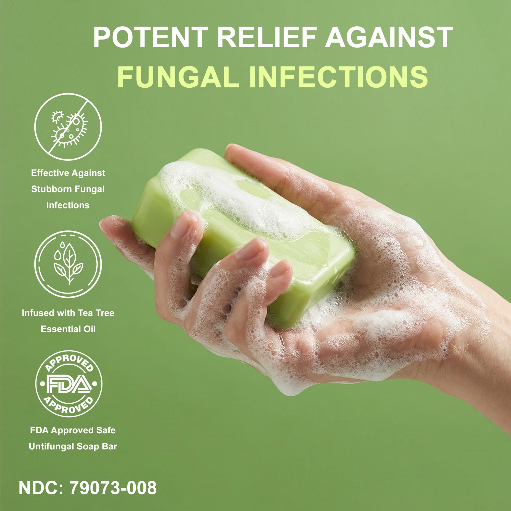 Natouch Tea Tree Antifungal Bar lather on skin demonstrating cleansing action