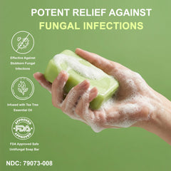 Natouch Tea Tree Antifungal Bar lather on skin demonstrating cleansing action