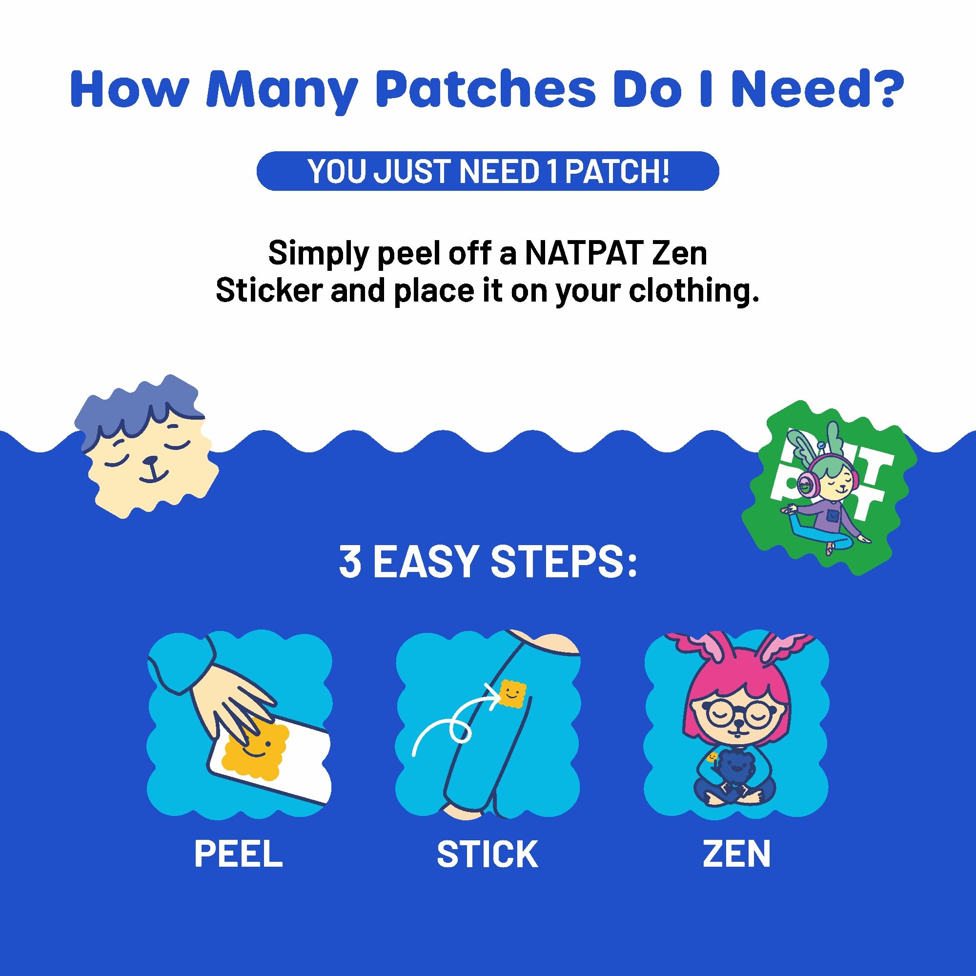 Colorful Zen Patch stickers with animal designs