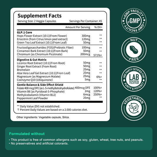 Front view of Natprime GLP-1 supplement bottle