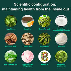 Graphic showing ingredients: Hops, Cinnamon, Chromium
