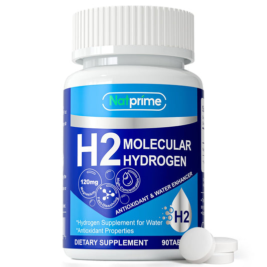 Natprime Hydrogen Water Tablets bottle with 90-count packaging