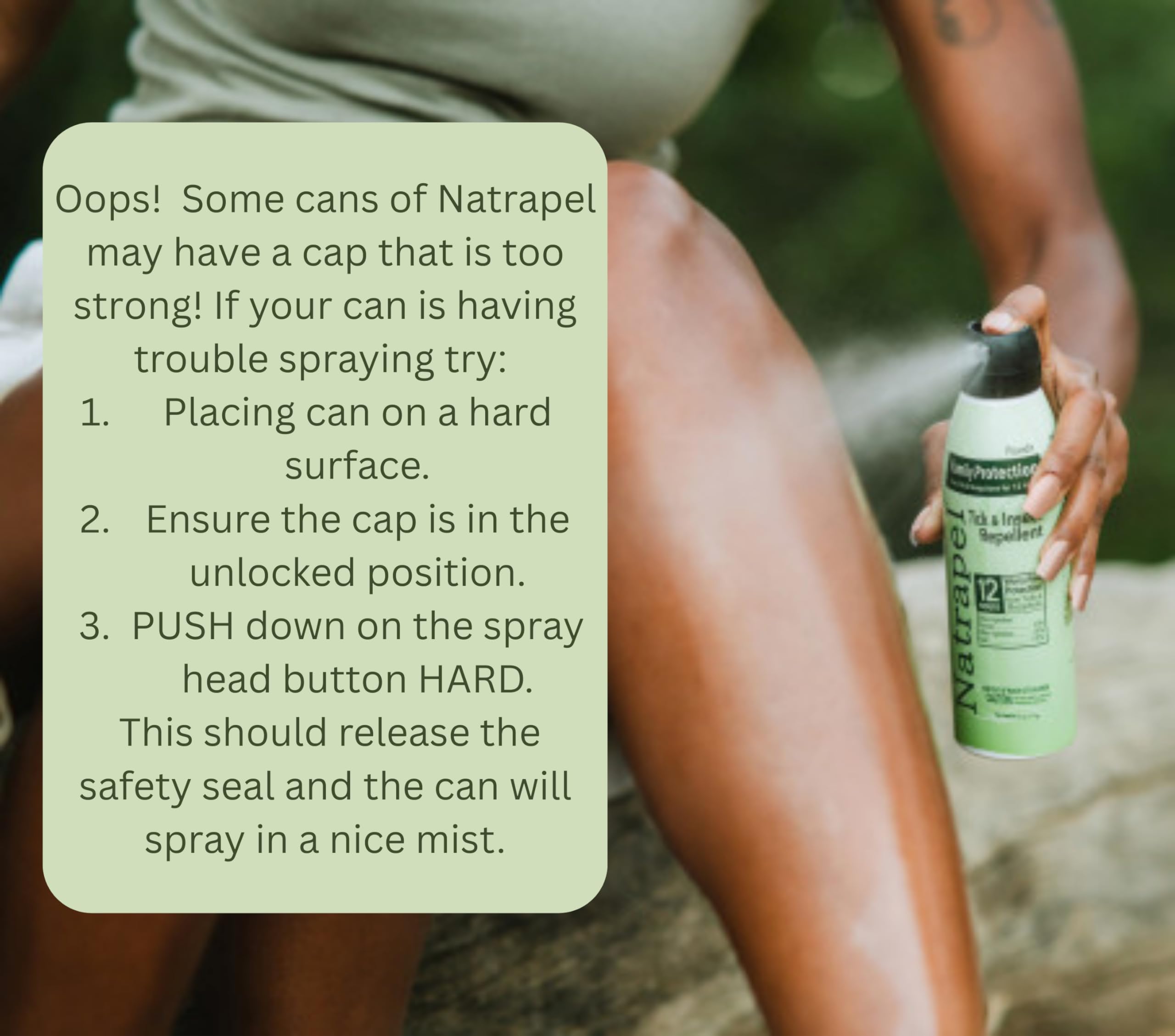 Natrapel Eco-Spray demonstrates long-lasting protection during a hike.
