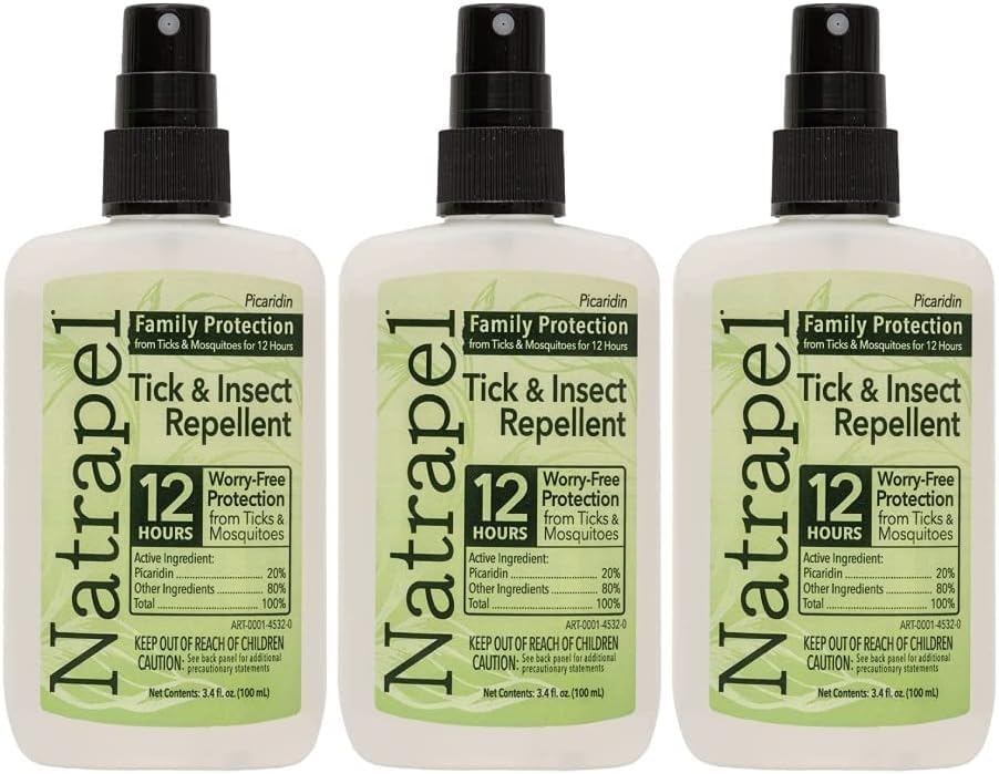 Natrapel tick and insect repellent bottle highlights long-lasting protection for outdoor activities.