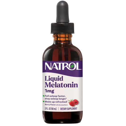 Natrol Liquid Melatonin 1 mg berry-flavored bottle