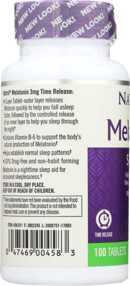 Close-up of Natrol Melatonin Time Release tablets