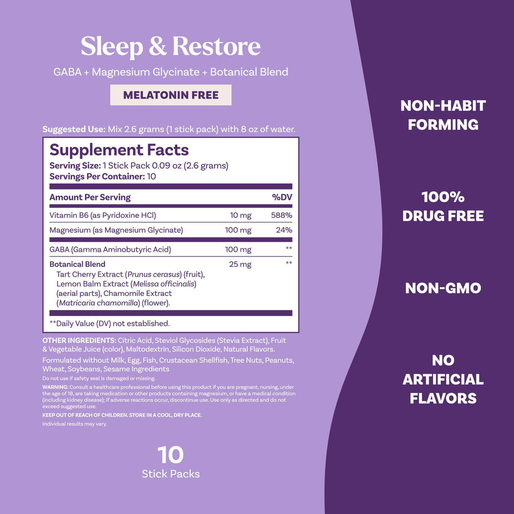 Ten-stick pack of Natrol Sleep & Restore Calming Drink Mix