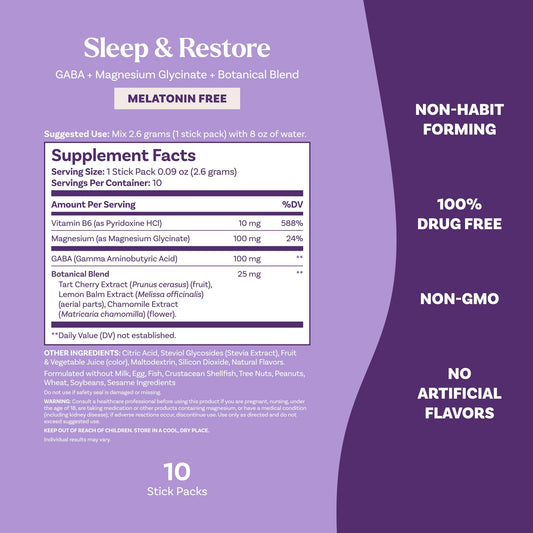 Ten-stick pack of Natrol Sleep & Restore Calming Drink Mix