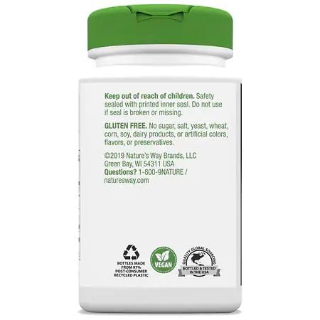 Close-up of Slippery Elm Bark 400mg capsule bottle