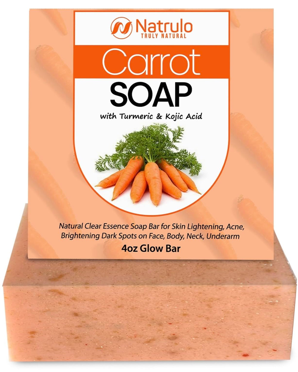 Natrulo carrot soap brightening bar on skin for radiant glow