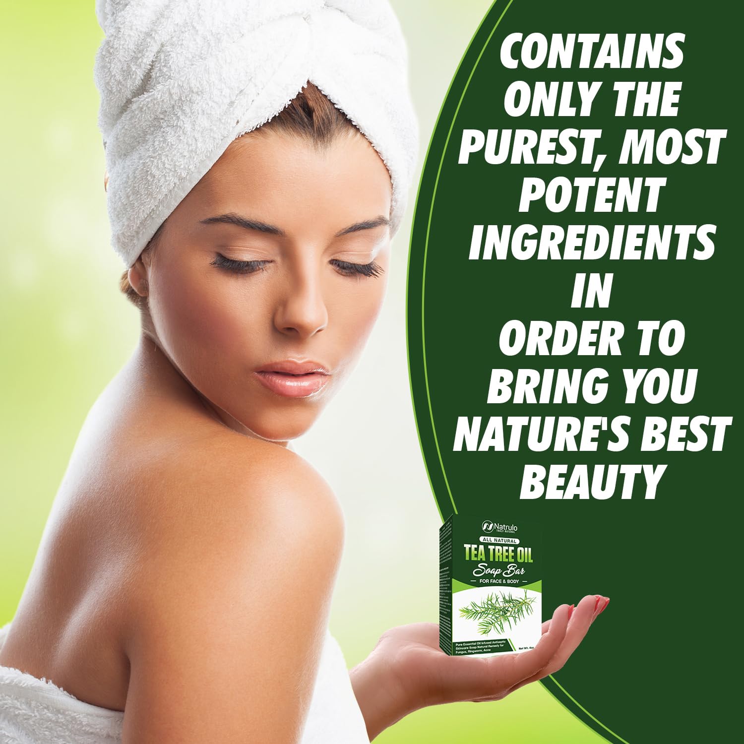 Natrulo Tea Tree Oil Soap Bar texture detail shows artisanal cleansing bar.