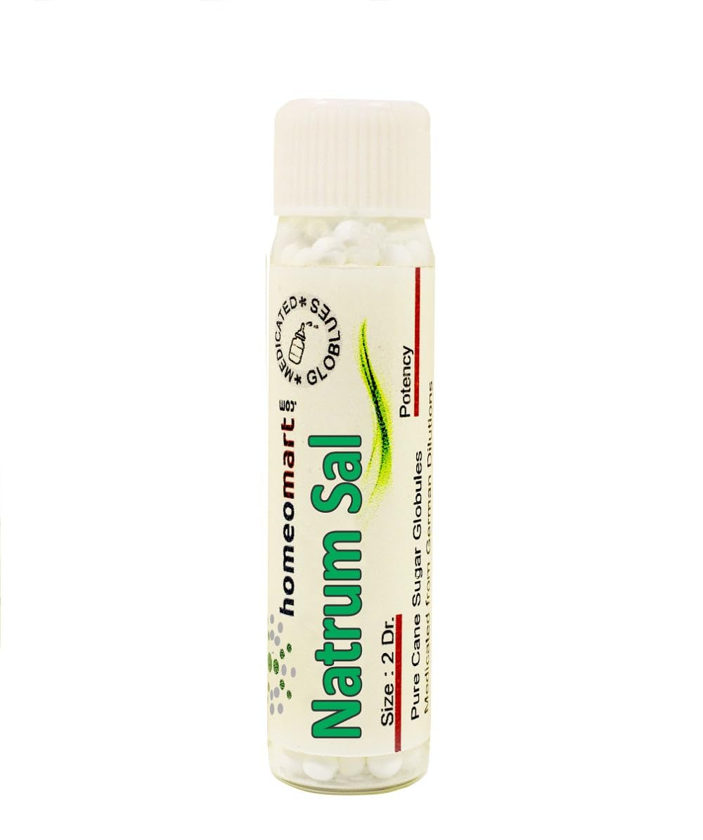 Two sterile 2-dram glass vials with Natrum Salicylicum pellets