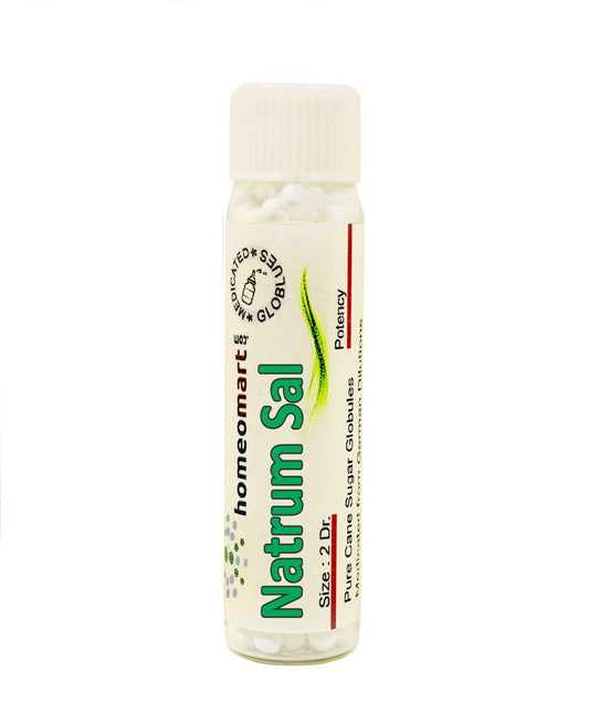 Two sterile 2-dram glass vials with Natrum Salicylicum pellets