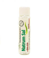 Two sterile 2-dram glass vials with Natrum Salicylicum pellets