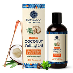 Natruveda Coconut Oil Pulling Mouthwash bottle with Fresh Mint Blend