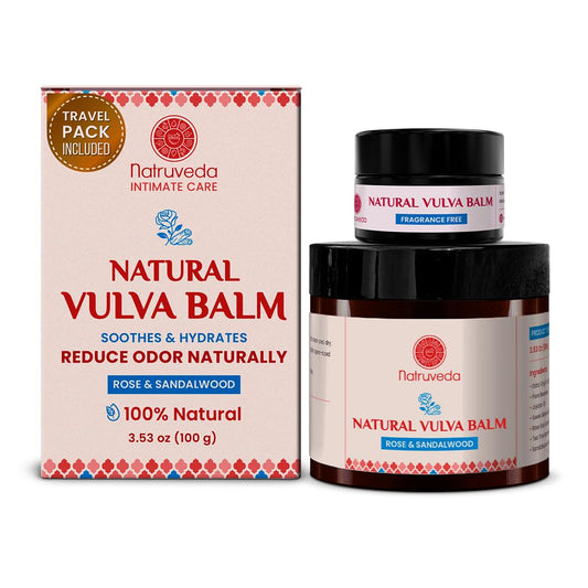 Natruveda Vulva Balm jar with rose-sandalwood for daily intimate moisture