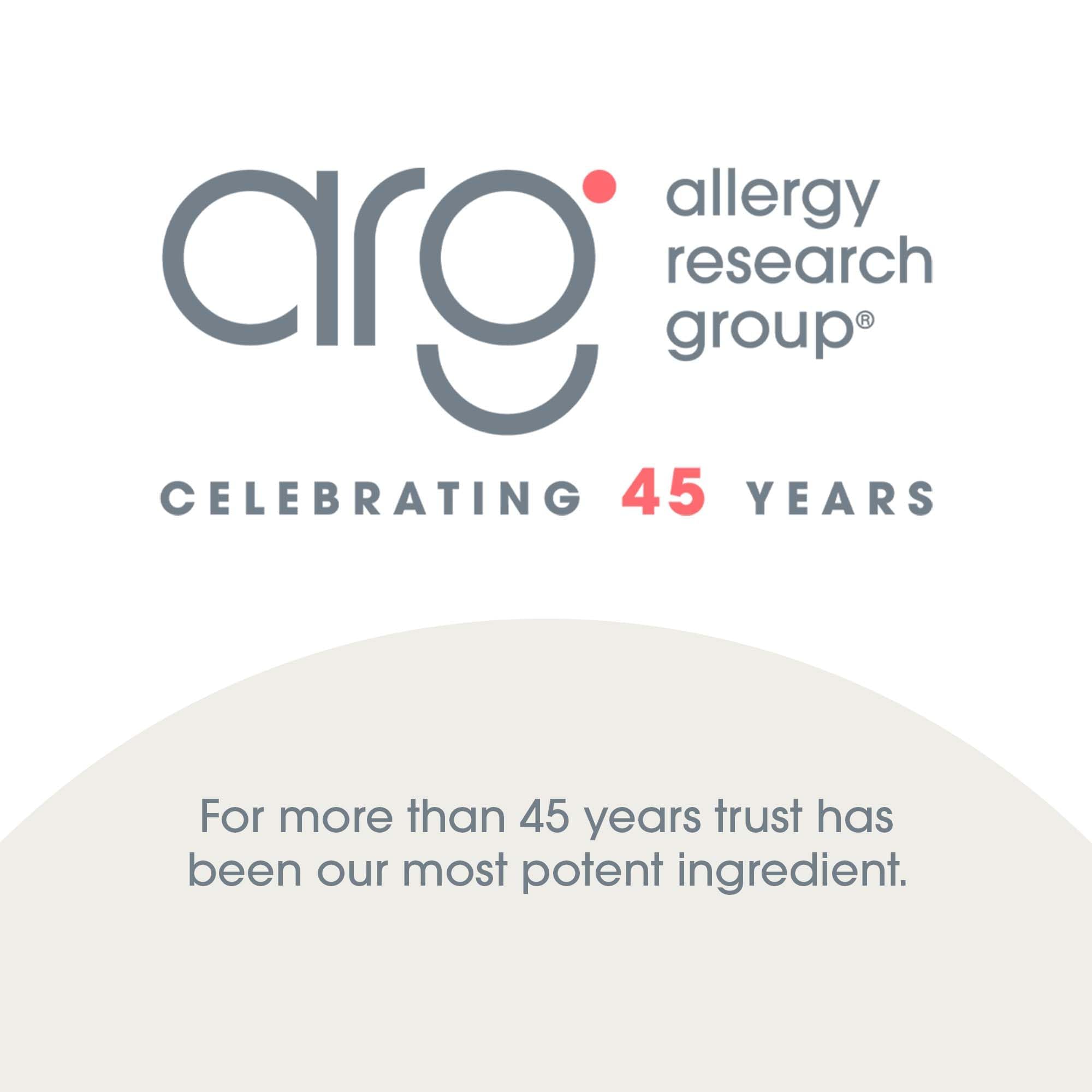 Allergy Research Group branding on product bottle
