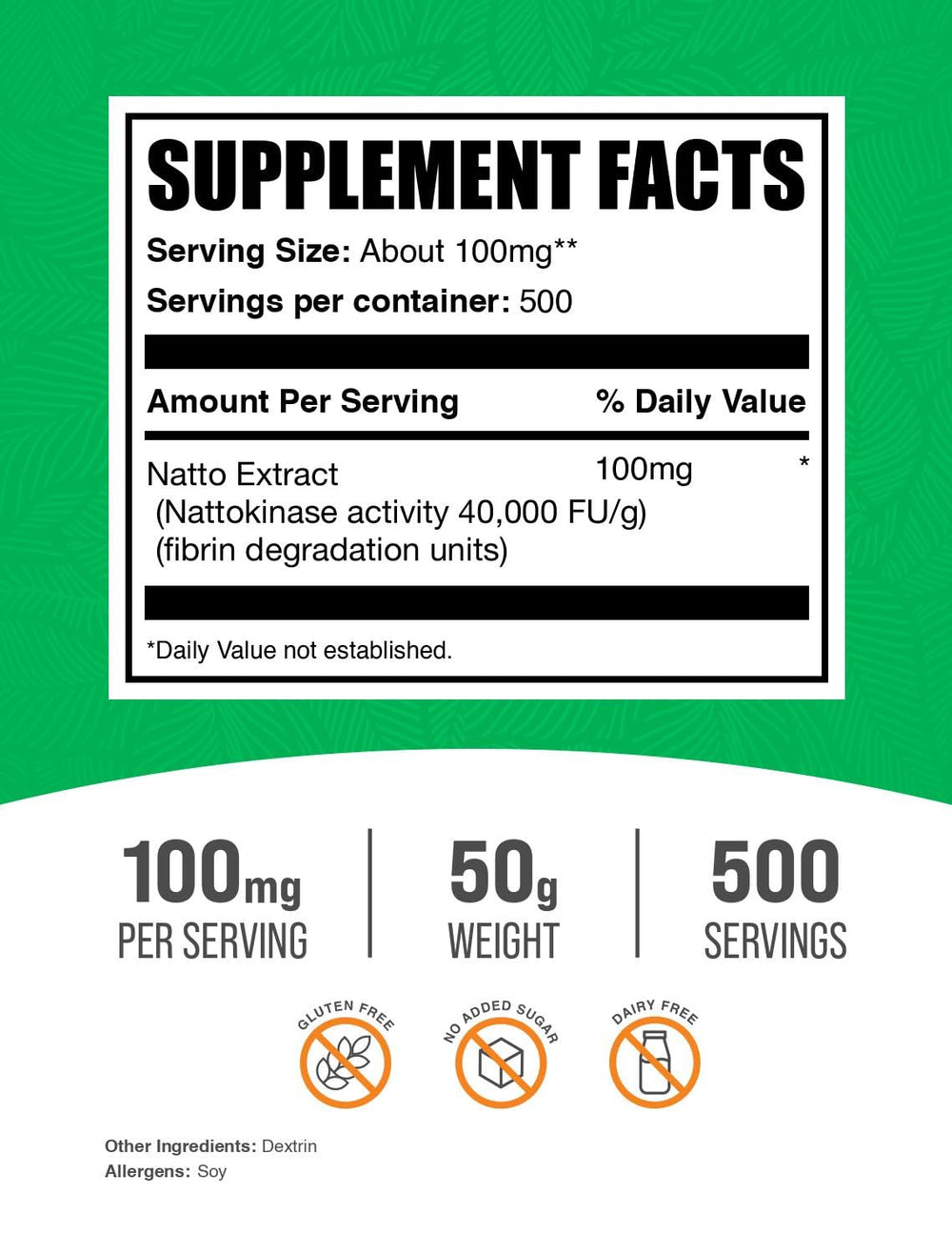 BulkSupplements nattokinase powder packaging and label