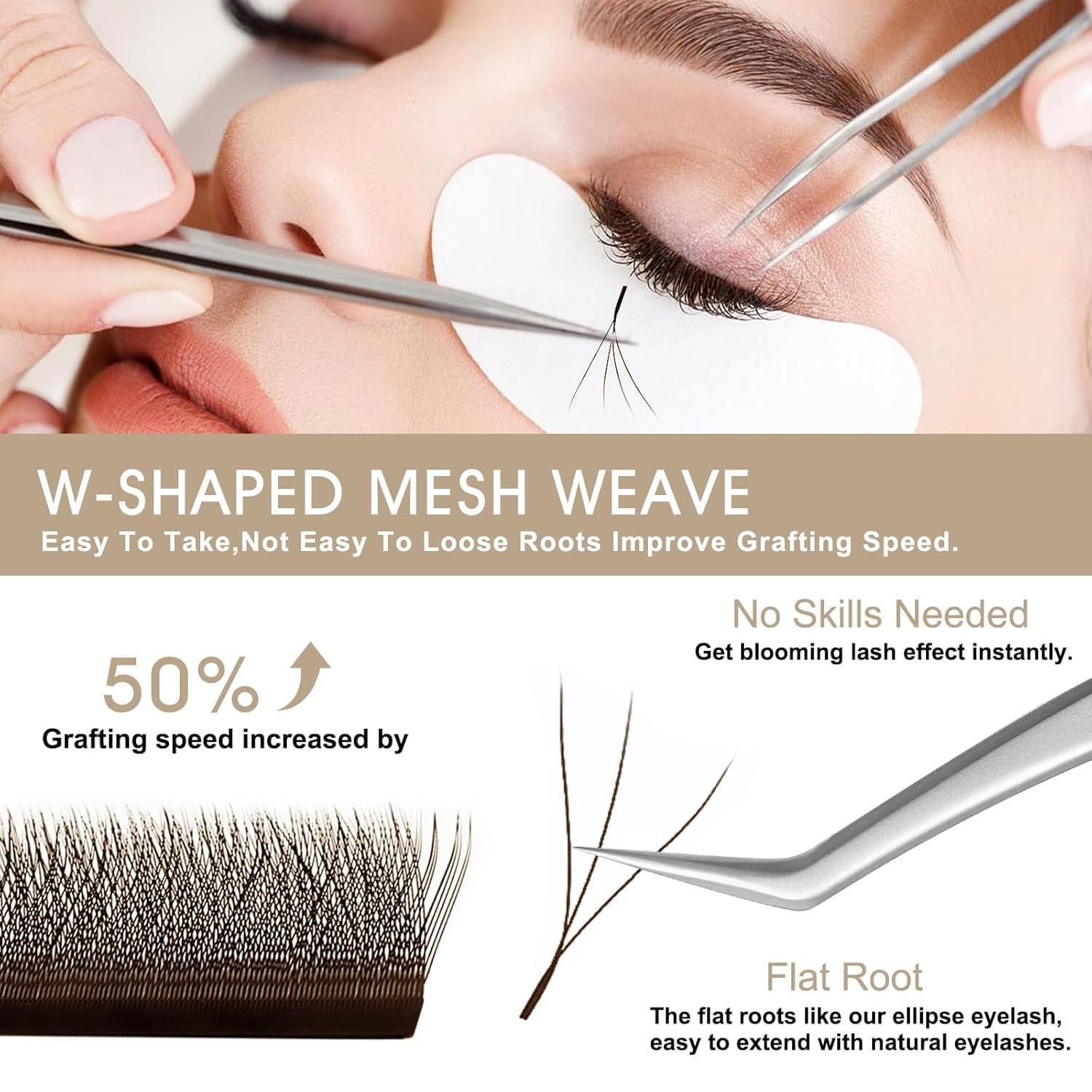 Closeup of NATUHANA brown lash extensions for natural shading