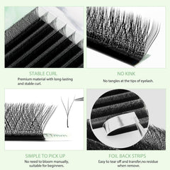 NATUHANA easy fanning cluster design facilitates smooth lash grafting.