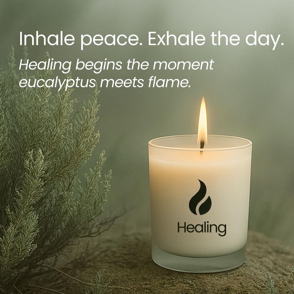 Close-up of natural soy wax candle with Sage and Palo Santo aroma