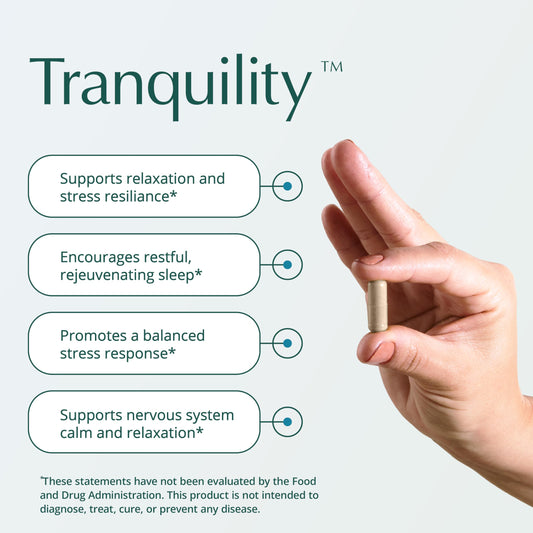 Back label with supplement facts for Natura Health Tranquility