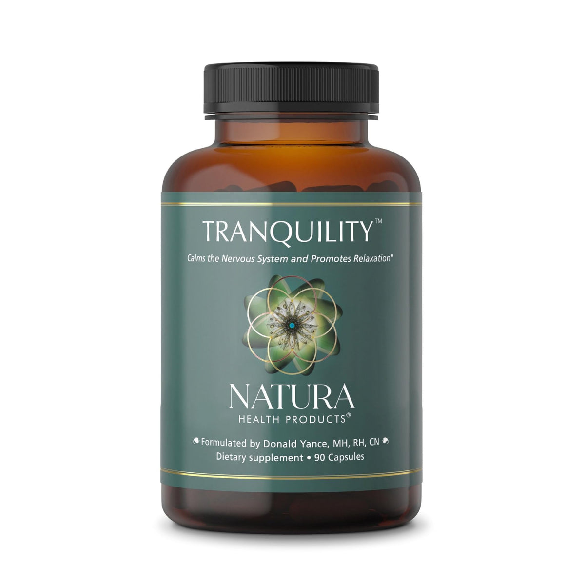 Front view of Natura Health Tranquility 90 capsules bottle