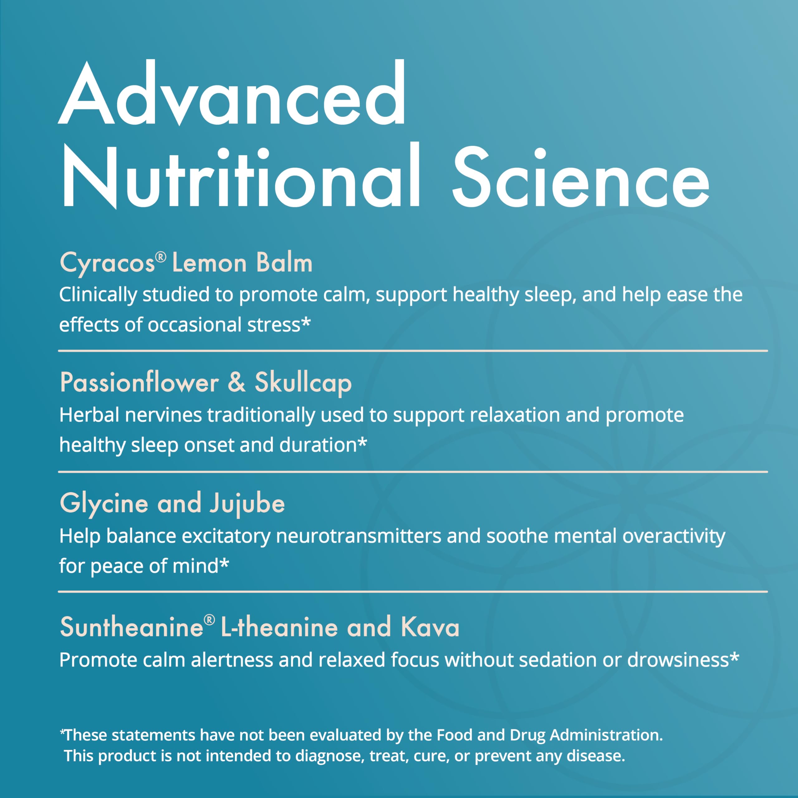 Ingredients panel for Natura Health Tranquility showing herbal blend