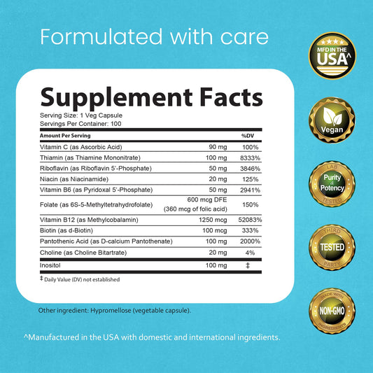 Ingredients panel for NaturaLife Labs B-Complex showing B vitamins and Vitamin C