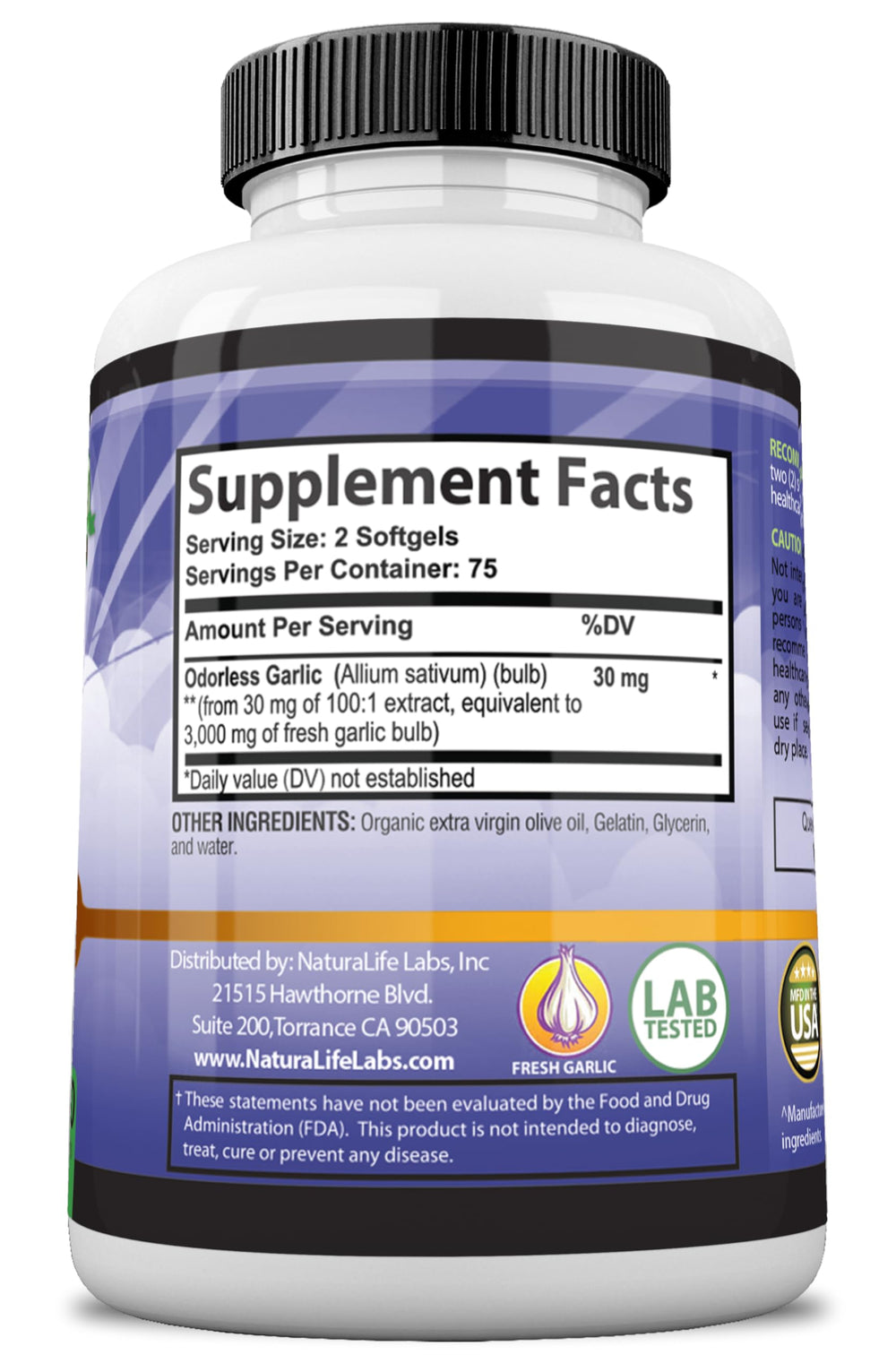 Bottle labeled as USA-made in a GMP-certified facility