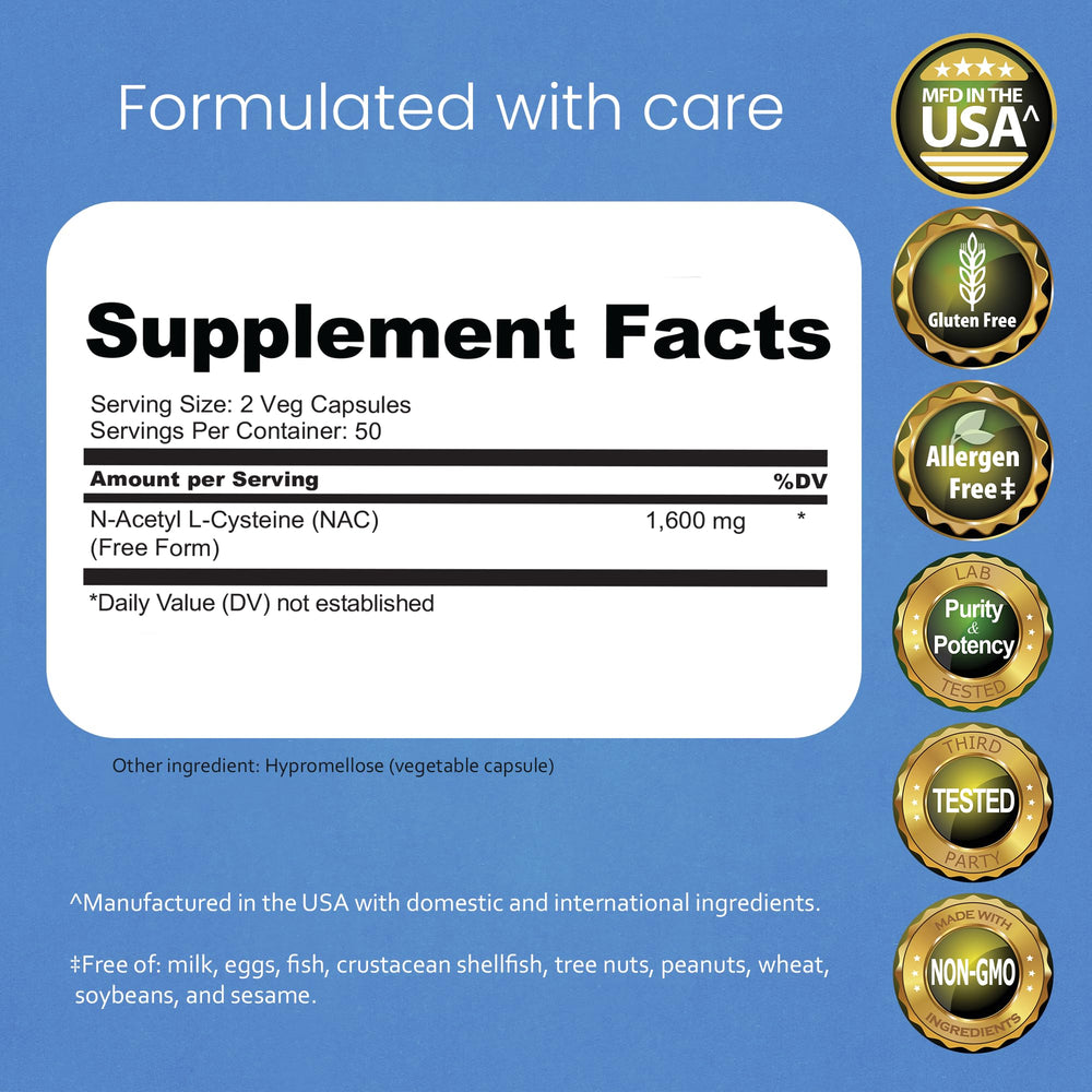 NAC 1600 mg capsules close-up