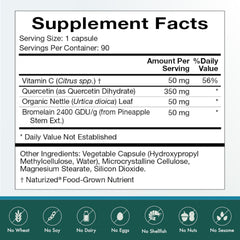Bromelain component labeling on Natura Quercetin Plus