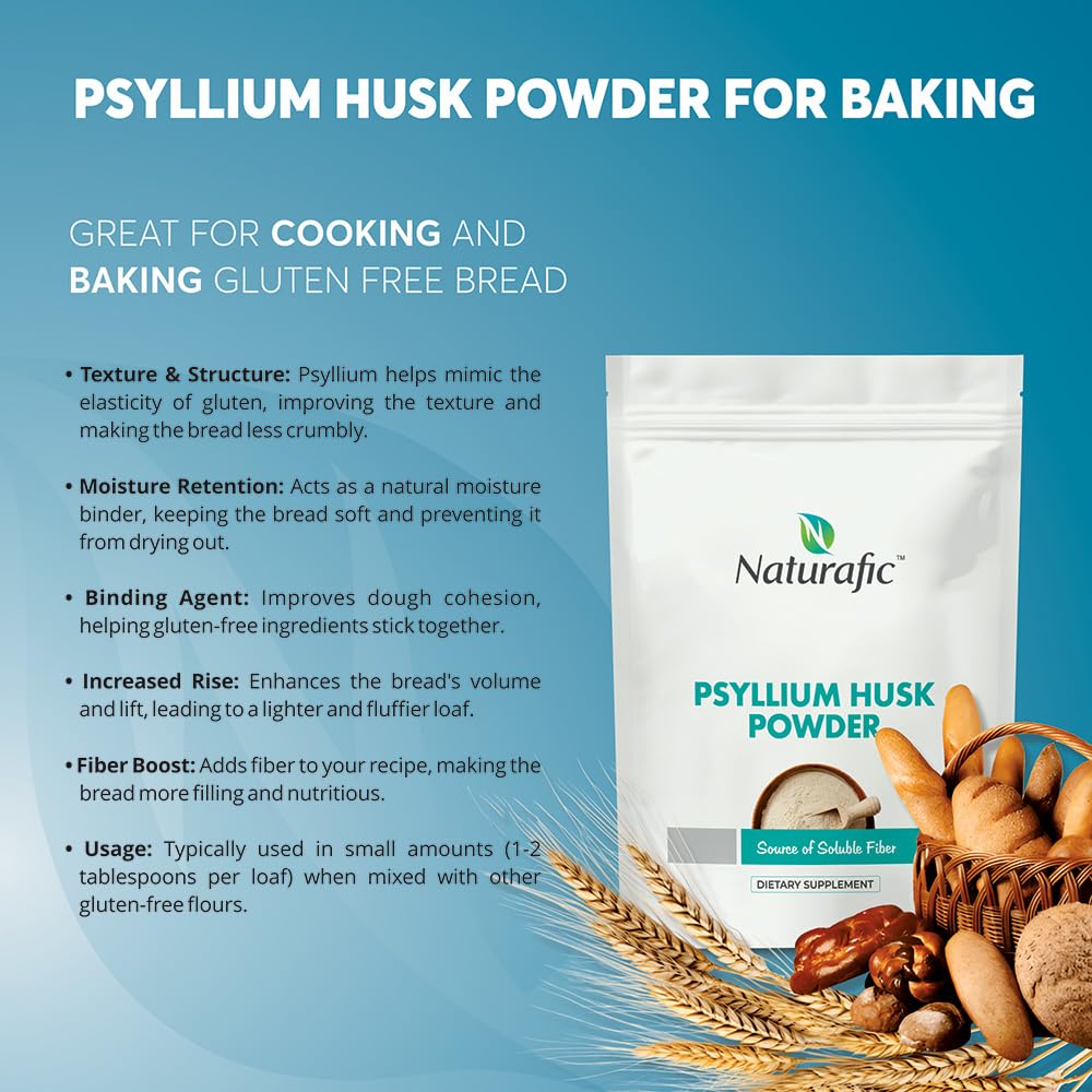 Natural psyllium powder used in gluten-free baking