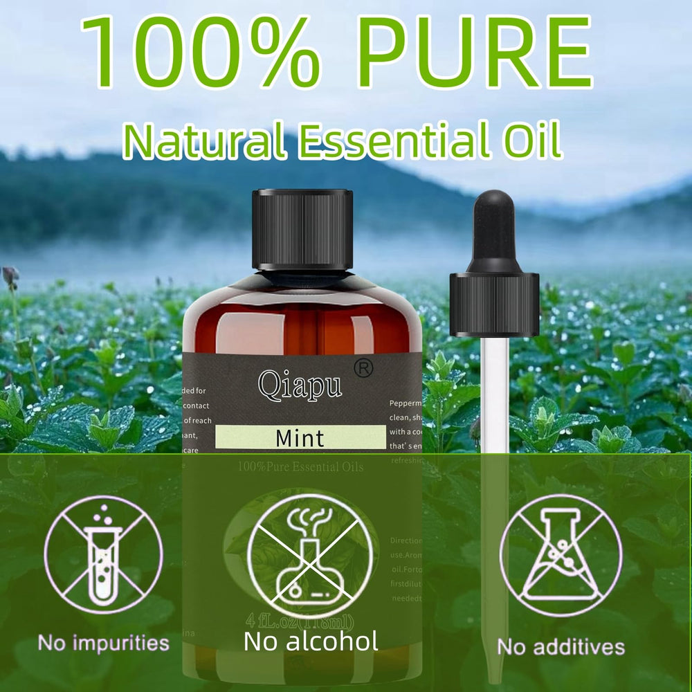 Natural essential oil bottle with leaf label
