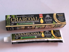 Toothpaste tube made with natural bamboo activated charcoal