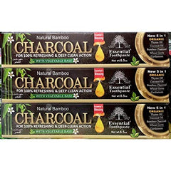 Natural Bamboo Activated Charcoal Toothpaste – 3 Tubes by Essential Palace