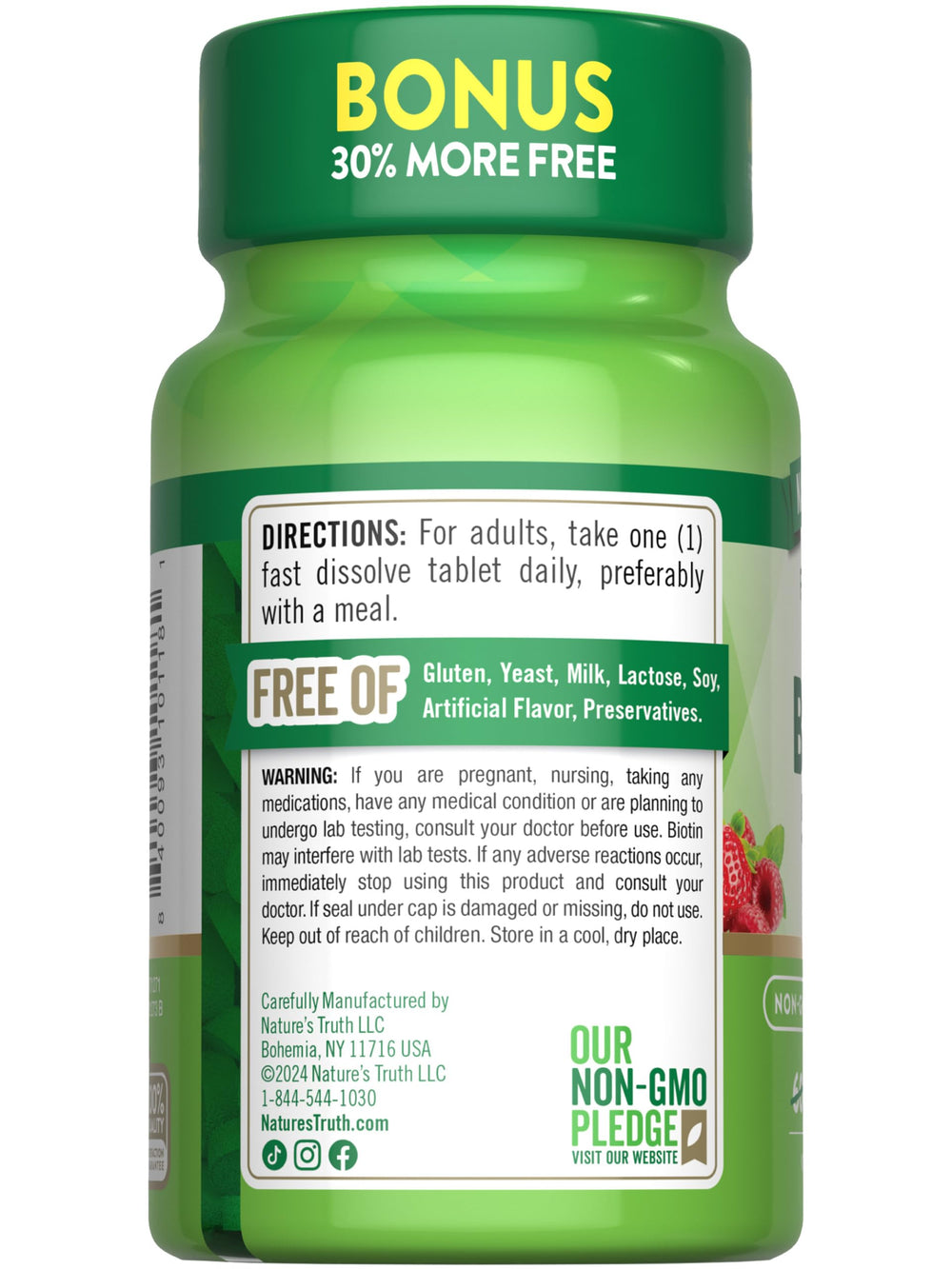 Dissolving Biotin tablet with natural berry flavor