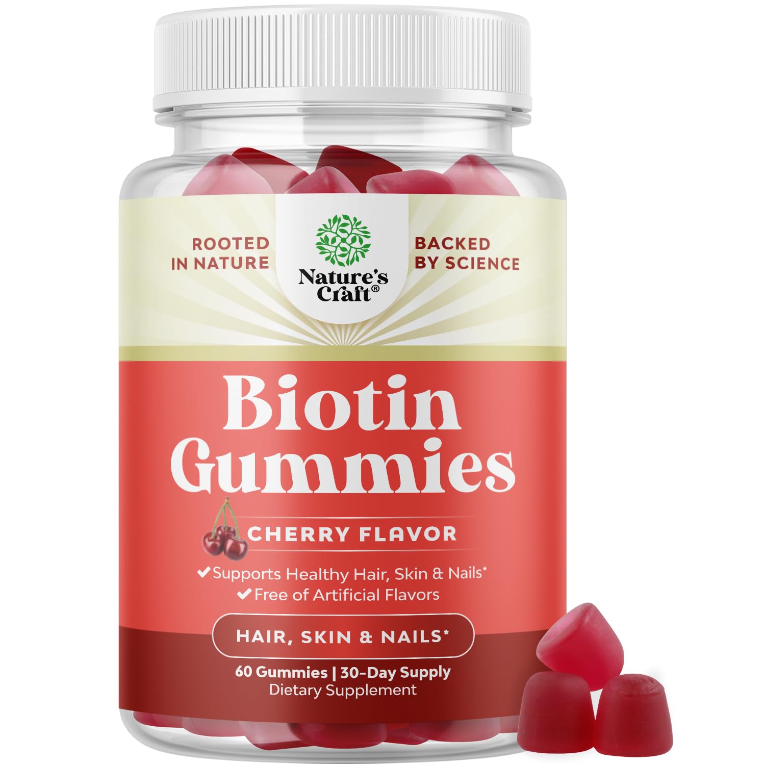 Product shot of Natural Biotin Gummies for Hair Growth