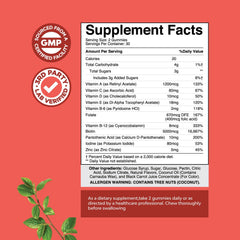 Biotin gummies display with Pantothenic Acid and vitamins