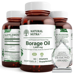 Front view of Natural Borage Oil 90 Softgels bottle