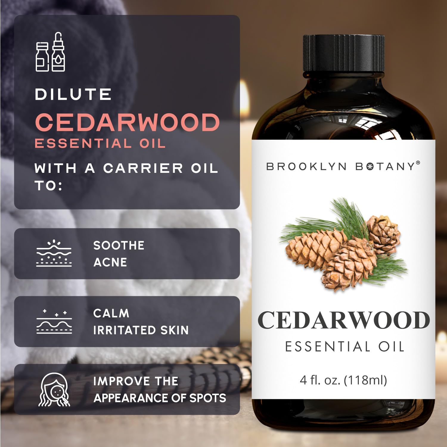Natural Cedarwood essential oil for aromatherapy