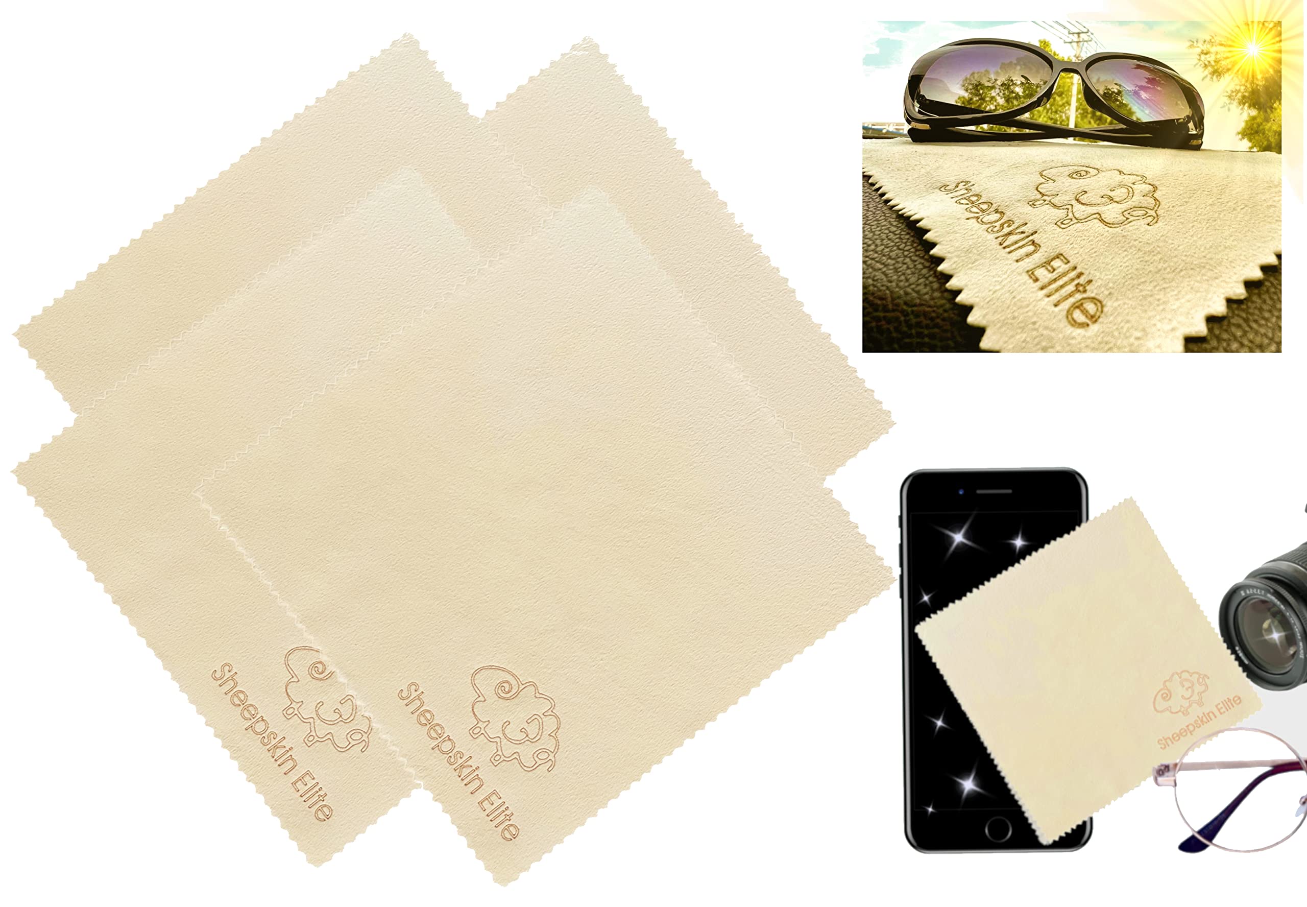 Natural chamois leather cleaning cloths in small 4-pack
