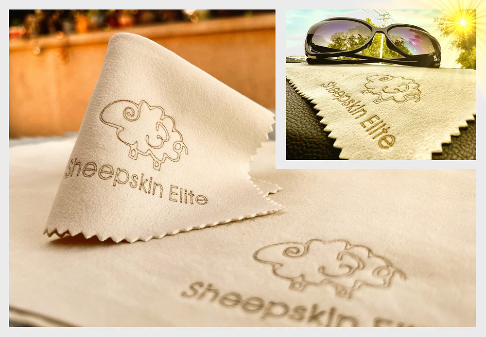 Close-up of small chamois cleaning cloths for eyeglasses